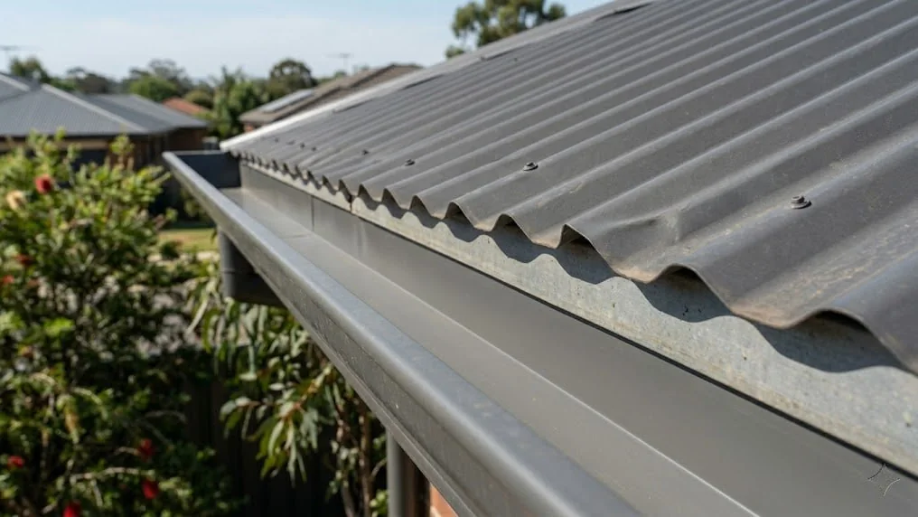 After: charcoal Colorbond gutter on a Perth home