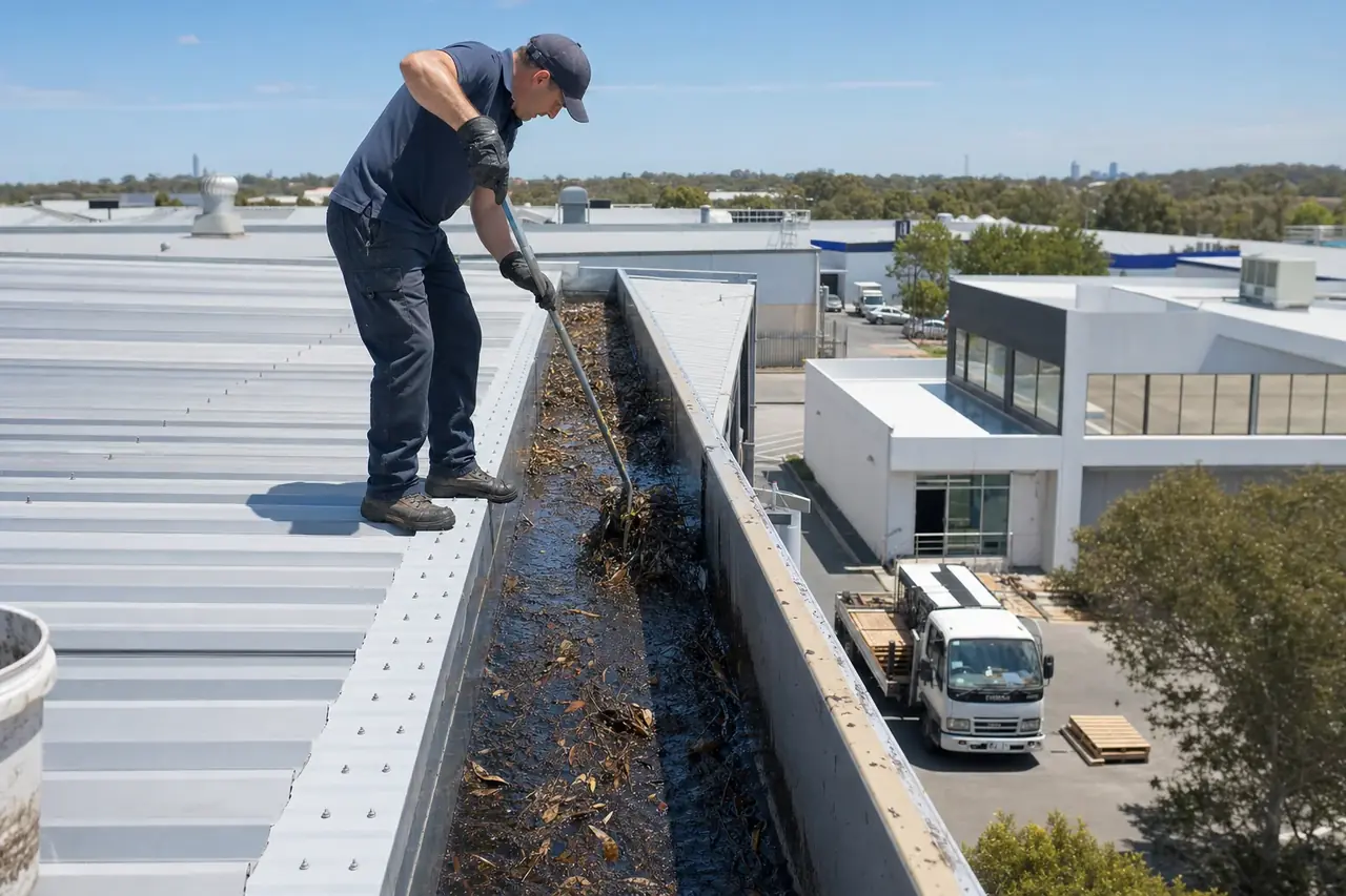 Professional gutter cleaning on a Perth property