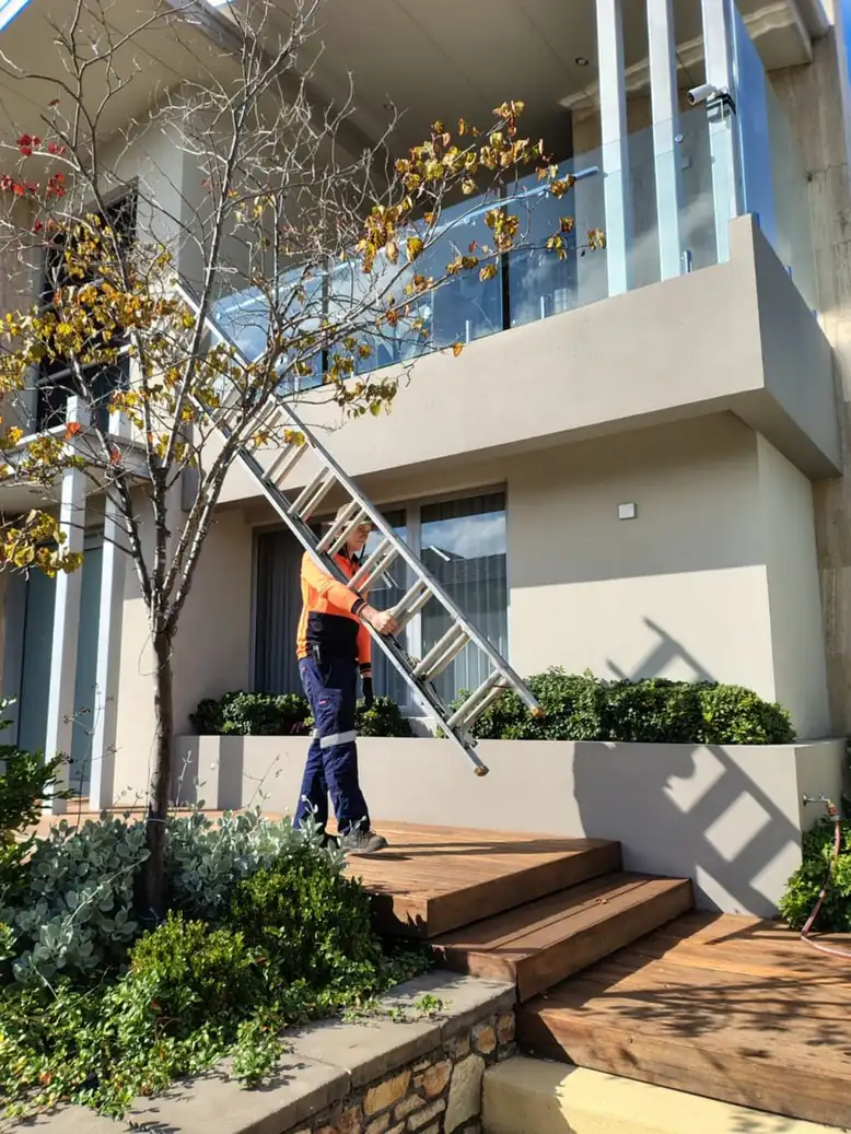 Safe ladder access for gutter cleaning on a Perth home
